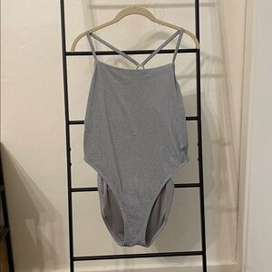 SKIMS Metallic Silver swimsuit